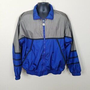 Wilson‎ Windbreaker Jacket Size Medium Color Block Blue Gray Full Front Zipper